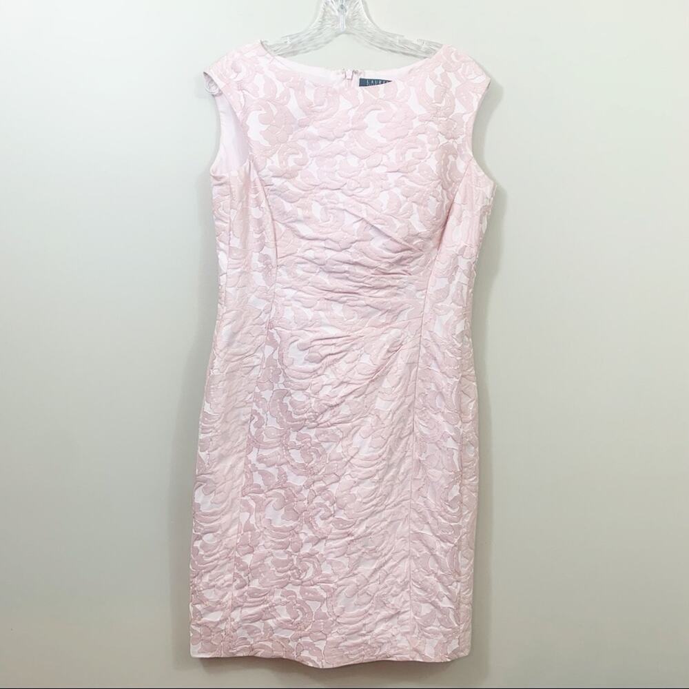 Lauren Ralph Lauren Rose Floral Sleeveless Pink Sheath Midi Dress